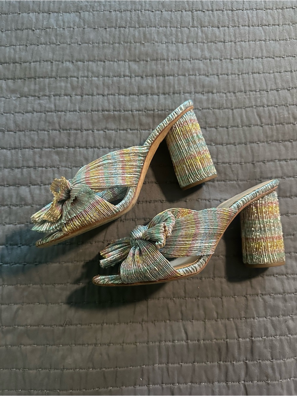 Loeffler Randall Pastel Multicolor Pleated Bow Heel EUC - Picture 3 of 5